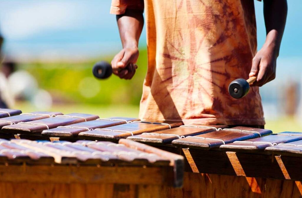 Marimba and guitar used in traditional Costa Rican music performances